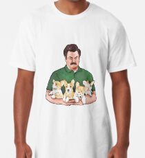 Ron Swanson Holding Corgi Welpen Longshirt