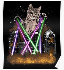 Póster Laser Cat destruye la ciudad con patas