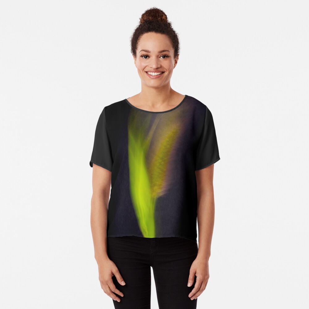 Fleur Blur-Abstract Bristle Grass Chiffon Top