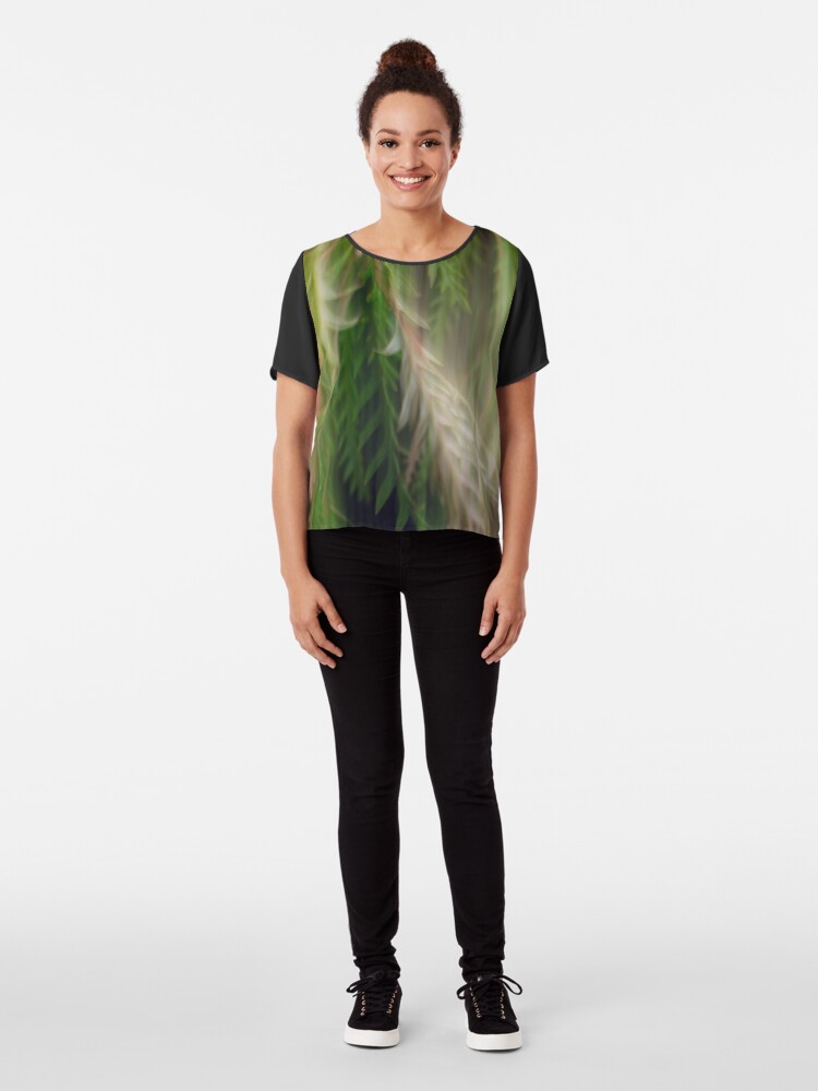 Alternate view of Fleur Blur Series-Abstract Decorative Leaves Chiffon Top