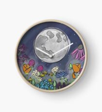 Mond und Wildblumen Uhr