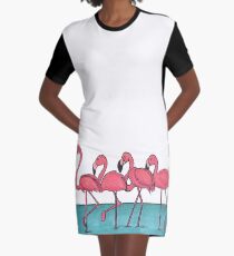 Pink Flamingo Graphic T-Shirt Dress