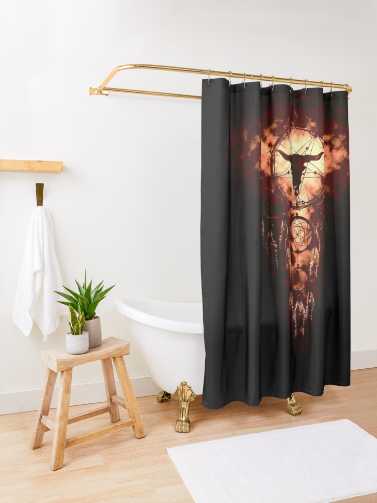 Alternate view of summoning circle pentagram - dream catcher Shower Curtain