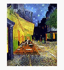 Cafe Terrasse bei Nacht Fotodruck
