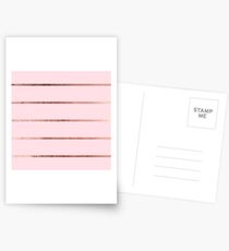 Elegant blush pink faux rose gold pastel color stripes Postcards
