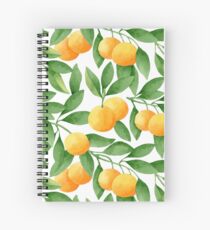 Watercolor Tangerines Pattern Spiral Notebook