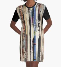 Classic Rock Vinyl Records Graphic T-Shirt Dress