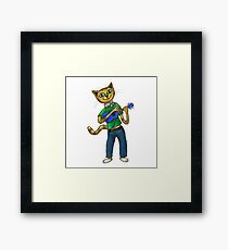 Cat On A Uke - ukulele-playing cat Framed Print
