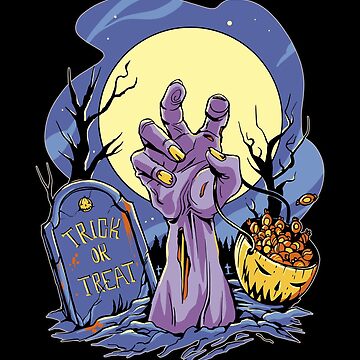 Spooky Halloween Zombie Hand Coming Out Of Grave Gift Idea Kids T