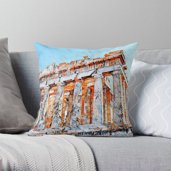 Bright Parthenon Throw Pillow