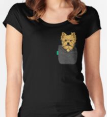Yorkie FU Pocket Women's Fitted Scoop T-Shirt