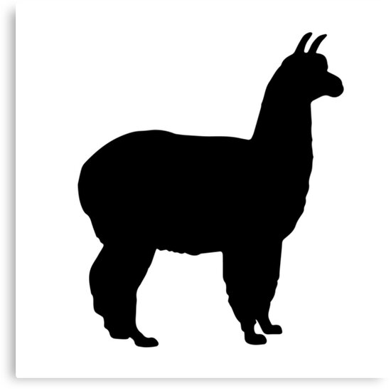 Download "alpaca llama silhouette black animal" Canvas Print by PineLemon | Redbubble