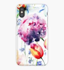 Seamless wallpaper with Beautiful flowers iPhone Case