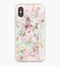 Pink watercolor vintage flowers pattern iPhone Case