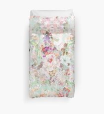 Pink watercolor vintage flowers pattern Duvet Cover