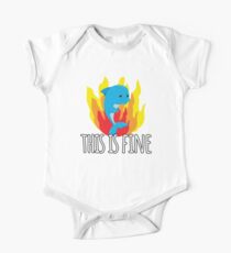 This Is Fine Funny Dolphin on Fire One Piece - Short Sleeve
