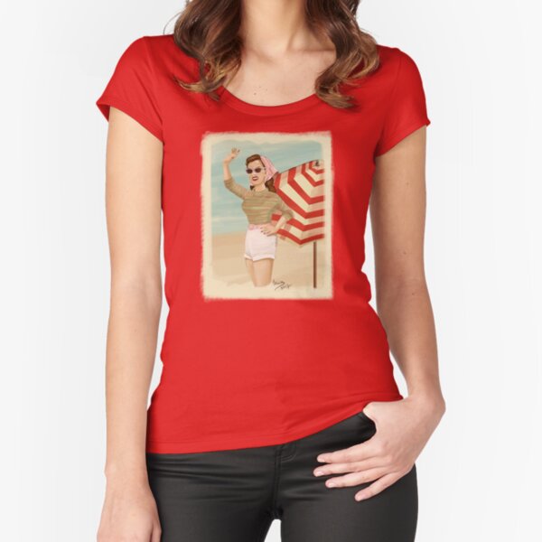 Pin up summer Camiseta entallada de cuello ancho