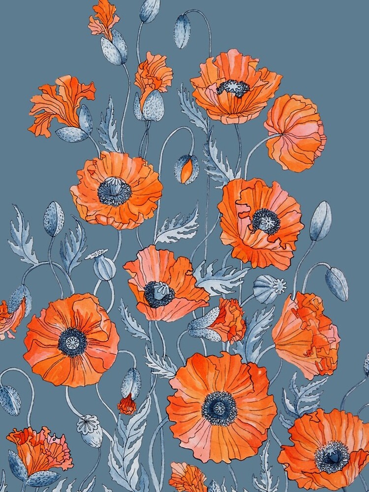 Poppies Floral Botanical art by Ruta