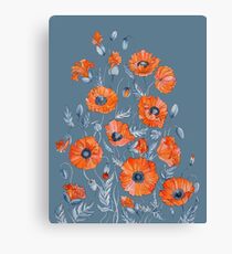 Blumen botanische Kunst der Mohnblumen Leinwanddruck