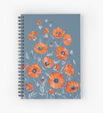 Poppies Floral Botanical art Spiral Notebook