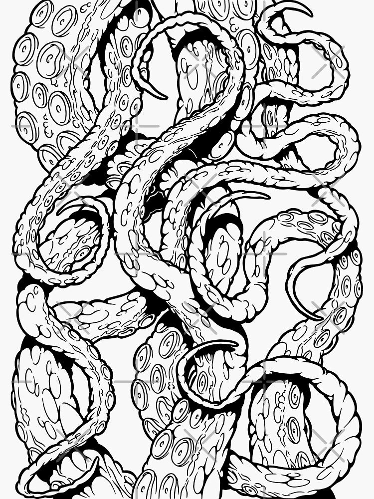 "Tentacles (black / white)" Sticker by F-Marscholik | Redbubble