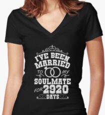 8th Wedding Anniversary Gift T-shirt. Couples Gifts Women's Fitted V-Neck T-Shirt