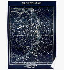 DIE STERN-KONSTELLATIONEN: Weinlese-Galaxie-Druck 1900 Poster