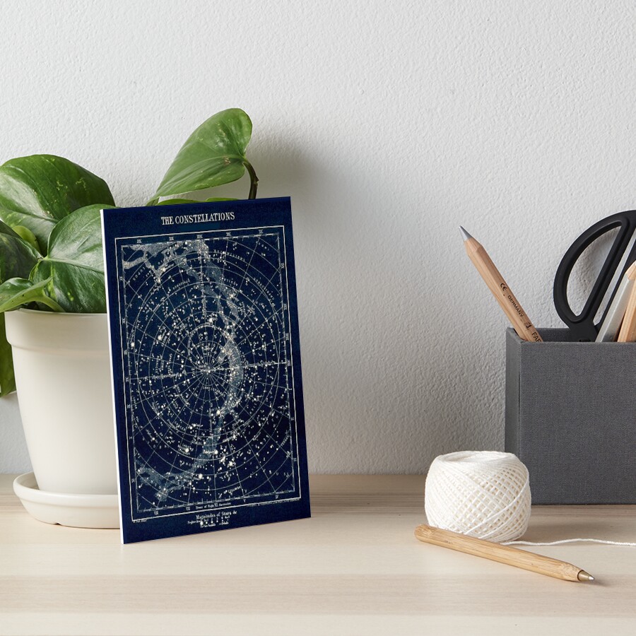 THE STAR CONSTELLATIONS : Vintage 1900 Galaxy Print Art Board Print