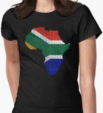 South Africa Flag in Shape of Africa Women's Fitted T-Shirt