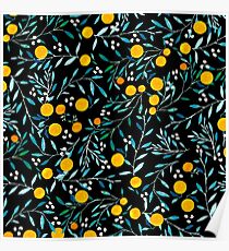 Oranges on Black Poster