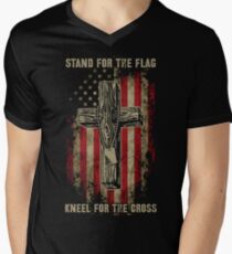 Stand for the flag. Kneel for the cross. Men's V-Neck T-Shirt