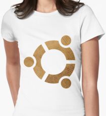 Wooden Ubuntu Logo Women's Fitted T-Shirt