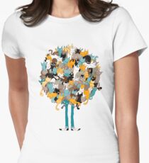 Camiseta entallada para mujer Gatos en hierba gatera