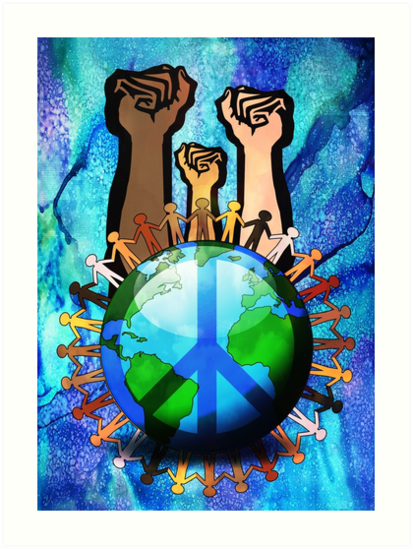 "Unity And Peace - Raised Fists!" Art Print By Ddtk | Redbubble