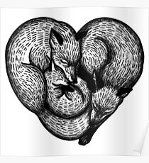 Heart Shaped Fox Family II Poster