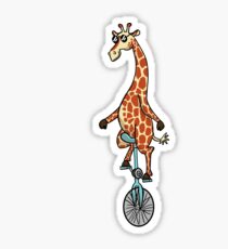 Sunglassed Giraffed Giraffe Unicycle Sticker
