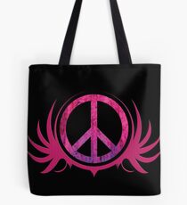 Peace Sign with Grunge Texture and Wings Tote Bag