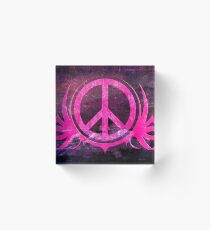 Peace Sign with Grunge Texture and Wings Acrylic Block