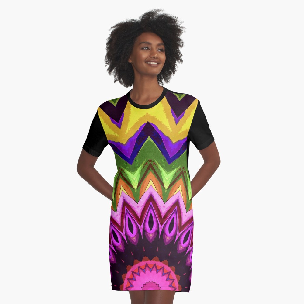 Sun And Flower Graphic T-Shirt Dress