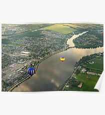 Hot Air Balloons Flyover the Richelieu River in Quebec Canada Poster