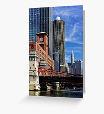 Chicago river cruise view towards La Salle Street Bridge Greeting Card