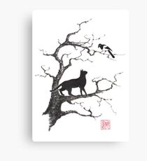 Dangerous conversations sumi-e painting Canvas Print