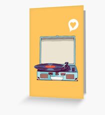 Blue Vinyl Record Player Greeting Card
