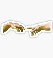 Touch of God, The Creation of Adam, (close up), Michelangelo, 1510, Genesis, Ceiling, Sistine Chapel, Rome, on BLACK Sticker