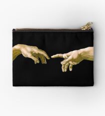Touch of God, The Creation of Adam, (close up), Michelangelo, 1510, Genesis, Ceiling, Sistine Chapel, Rome, on BLACK Studio Pouch