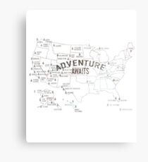 Lámina metálica National Parks Map - Listados los 59 Parques Nacionales