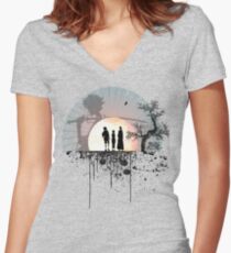 Samurai Splatter Women's Fitted V-Neck T-Shirt