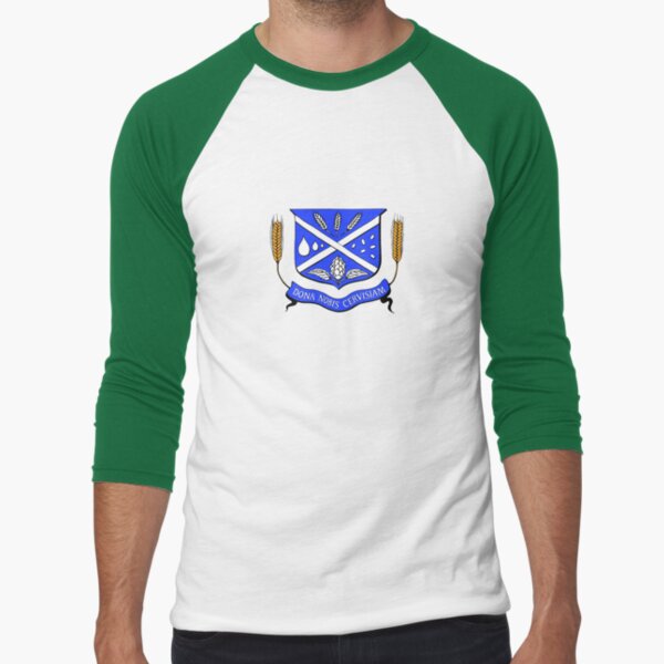 Give Us Beer College Emblem with Latin Script Baseball ¾ Sleeve T-Shirt