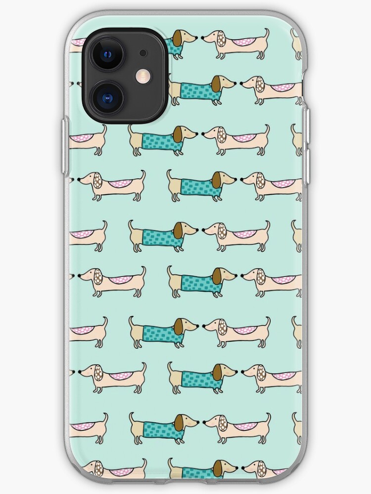 Cute Dachshunds In Light Blue Background Iphone Case Cover By