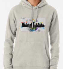 Sudadera con capucha Arte de la acuarela de la silueta del horizonte de Nueva York